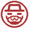 A man with a hat and beard. The site's logo.
